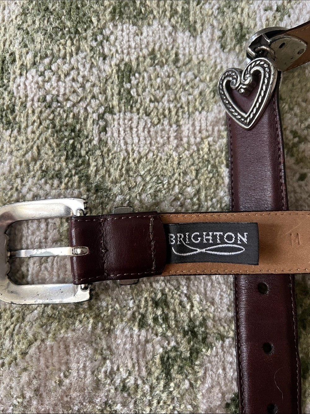 Western Brown Leather Silver Heart Detail Belt - Picture 4 of 4